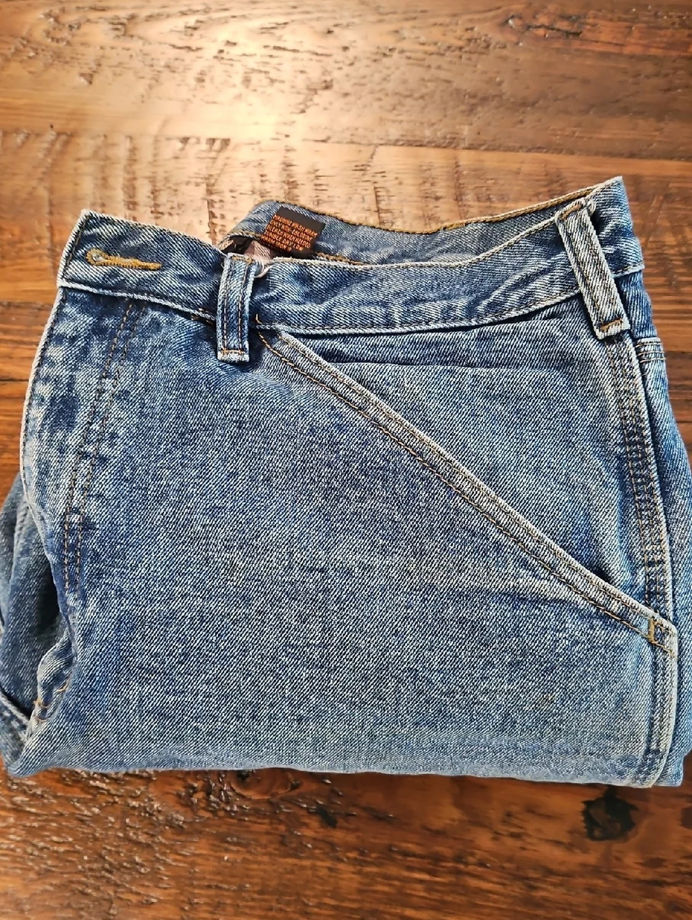 Guide Gear Casual Blue Denim Carpenter Jeans with Cuffed Plaid Lining